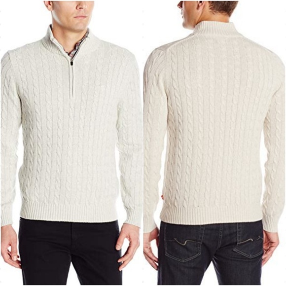 Izod Other - IZOD Cream Cable Knit Quarter Zip Pullover Size XL